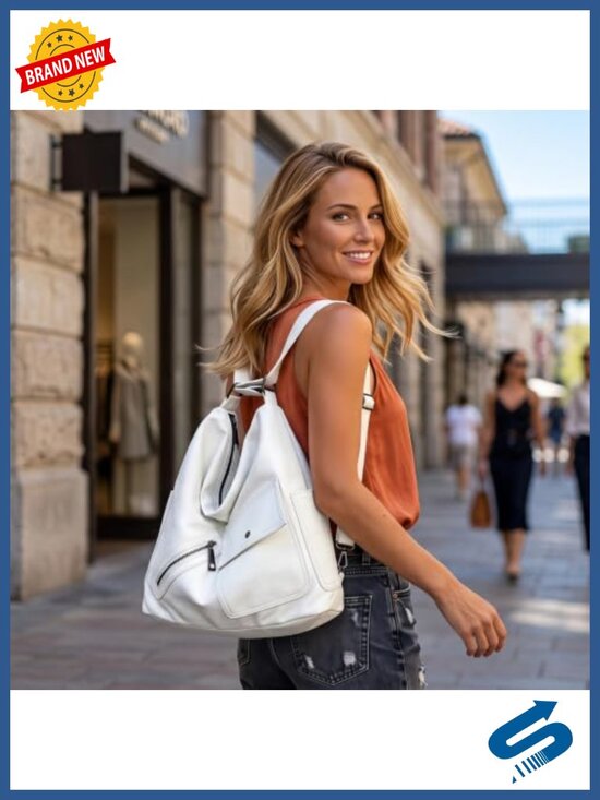 4-in-1 Convertible Crossbody Backpack Purse Large Vegan Leather Tote Hobo main image 5